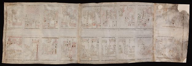 Rotolo in pergamena con raffigurazioni tratte dagli Atti degli Apostoli